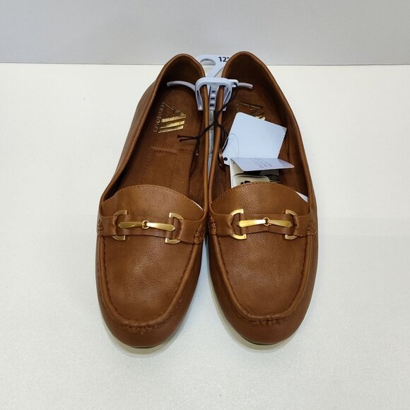 Aerosoles Buckle Loafer Day Drive Moccasin 12W Cognac Flexible Diamond Outsole - Picture 5 of 11